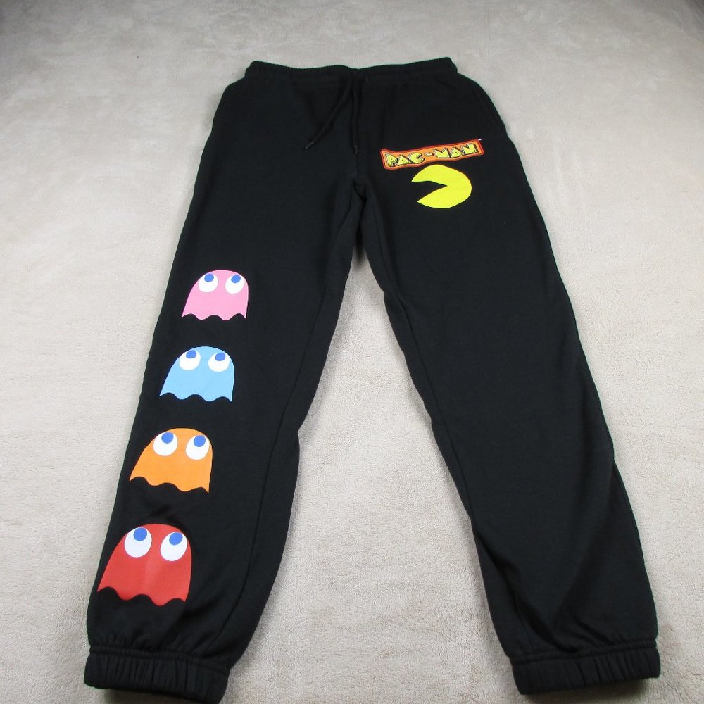 ATARI CLASSIC PAC MAN GRAPHIC SWEAT PANTS BLACK JUNIORS GIRLS SIZE XS